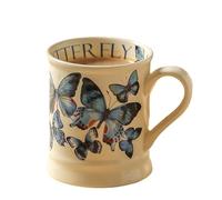 CAPIJIONG 350ml/12oz Blue Butterfly Pattern Mug French Home Ceramic Mug-Blue Butterfly Mug