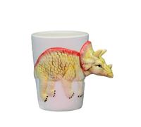 CAPIJIONG 350ml/12oz Cartoon 3D Ceramic Mug, Alien Dinosaur Shaped Mug-Triceratops