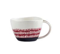 CAPIJIONG 380ml Nordic style ceramic mug minimalist office breakfast oatmeal coffee cup for office home restaurant cafe teahouse-Checker - Red