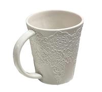 CAPIJIONG 450ml/15.21oz Couple Coffee Lace Ceramic Mug coffee cup for office home restaurant cafe teahouse lounge bar-White both inside and outside