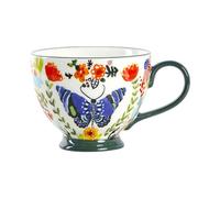 CAPIJIONG 450ml/15oz Creative American Hand-Painted Ceramic Mug Microwave Oven Can Use Large Capacity Breakfast Milk Cereal Cup-Butterfly Shadow