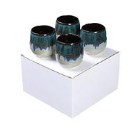 CAPIJIONG 5.07oz Ceramic Kiln Espresso Cup Set - Japanese Tea Cup - Creative Potbelly Cup-Kiln Blue -100ml four pack-101-200ml