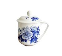 CAPIJIONG 500ml/17oz Minimalist Ceramic Office Meeting Room Tea Cup, Hotel Room With Lid Bone China Mug-Achieve one's aspirations