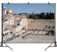 CapiSco Jerusalem Cityscape Western Wall Backdrop 7x5FT Old City Israel Cityscape Photography Background David Tower Backdrops Sukkot Rosh Hashanah Decorations Banner
