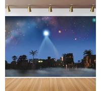 CapiSco Nativity Scene Backdrop 7x5FT Christmas Jesus Christ Bethlehem Town Village Background for Christmas Star Night Religious Church Event Decorations Nativity Decoration Banner