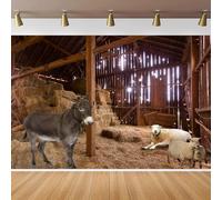 CapiSco Old Barn Nativity Backdrop 7x5FT Straw Hay Farmhouse Background Western Farm Nativity of Jesus Hayloft Scene Photography Background for Newborn Baby Theme Party Decorations