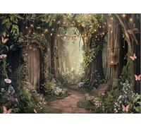 CapiSco Spring Backdrop Magic Garden Fairy Tale World Grass Butterfly Wonderland Backdrop Shower Birthday Party Decoration Studio Photography Banner Booth Props Party Home Decoration Supplies 7x5FT