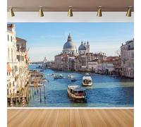 CapiSco Venice City Backdrop 7x5FT Gondola on Grand Canal Venice Town Photography Background for Italian Party Decoration Italy Watery City Scenery Backdrops Romantic Wedding Lover Party Banner