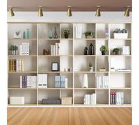 CapiSco White Bookshelf Backdrop 7x5FT Modern Room Interior White Bookshelf Home Office Background Empty Room Background Home Office Decor Zoom Meetings Live Video Photo Studio Props