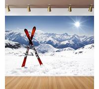 CapiSco Winter Ski Backdrop 7x5FT Ski Board Snowy on Winter Alps Panorama Sun Christmas Photography Background for Ski Party Decorations Alps Mountain Summit Ski Sport Adventure Studio Props