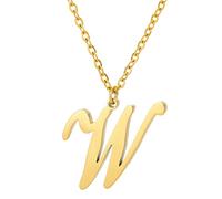 Capital A To Z Stainless Steel Necklace With English Letters Melon Button Men And Women Initial Necklaces For Teen Girls Jewelry Rosary (W, One Size)