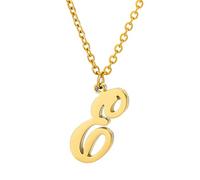 Capital A To Z Stainless Steel Necklace With English Letters Melon Button Men And Women Necklace (E, One Size)