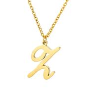 Capital A To Z Stainless Steel Necklace With English Letters Melon Button Men And Women Necklace (H, One Size)
