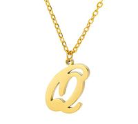 Capital A To Z Stainless Steel Necklace With English Letters Melon Button Men And Women Necklace (Q, One Size)