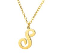 Capital A To Z Stainless Steel Necklace With English Letters Melon Button Men And Women Necklace (S, One Size)