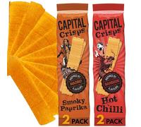 Capital Crisps The Fire & Smoke Duo Pack of 4 x 75g - Elongated Crisps. Multipack Crisps, Vegetarian Snacks, Healthy Snack