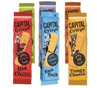 Capital Crisps World Tour 6 Pack Bundle | 6 x 75g Flat Crisps | Variety Snack Selection: Hot Chilli, Sour Cream & Onion, Salt & Vinegar, Smoky Paprika, Tangy Cheese, Sea Salt