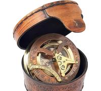 CAPITAL GALLERY Antique Brass & Copper Sundial Compass, Sundial Clock in Box Gift Sun Clock Ship Replica Watch