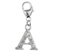 Capital Letter A Alphabet Initial 925 Sterling Silver Clip On Charm Pendant with CZ Cubic Zirconia Stones for Women - Letter Charms Compatible with Thomas Sabo Charms Bracelet Necklace