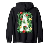 Capital Letter A Alphabet Monogram Initial Flower Gardener Zip Hoodie