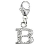 Capital Letter B Alphabet Initial 925 Sterling Silver Clip On Charm Pendant with CZ Cubic Zirconia Stones for Women - Letter Charms Compatible with Thomas Sabo Charms Bracelet Necklace
