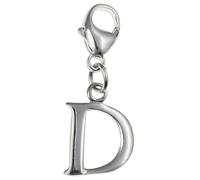 Capital Letter D Alphabet Initial 925 Sterling Silver Clip On Charm Pendant with Lobster Clasp for Women - Plain Polished Letter Charms Compatible with Thomas Sabo Charms Bracelet Necklace
