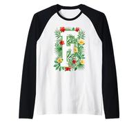 Capital Letter F Alphabet Monogram Initial Flower Gardener Raglan Baseball Tee