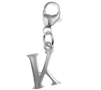 Capital Letter K Alphabet Initial 925 Sterling Silver Clip On Charm Pendant with Lobster Clasp for Women - Plain Polished Letter Charms Compatible with Thomas Sabo Charms Bracelet Necklace