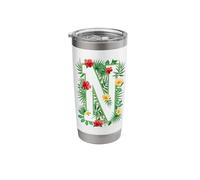Capital Letter N Alphabet Monogram Initial Flower Gardener Stainless Steel Insulated Tumbler