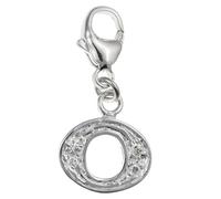 Capital Letter O Alphabet Initial 925 Sterling Silver Clip On Charm Pendant with CZ Cubic Zirconia Stones for Women - Letter Charms Compatible with Thomas Sabo Charms Bracelet Necklace