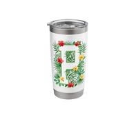 Capital Letter P Alphabet Monogram Initial Flower Gardener Stainless Steel Insulated Tumbler