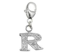 Capital Letter R Alphabet Initial 925 Sterling Silver Clip On Charm Pendant with CZ Cubic Zirconia Stones for Women - Letter Charms Compatible with Thomas Sabo Charms Bracelet Necklace