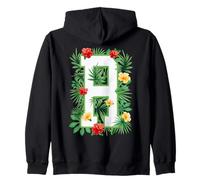 Capital Letter R Alphabet Monogram Initial Flower Gardener Zip Hoodie