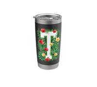 Capital Letter T Alphabet Monogram Initial Flower Gardener Stainless Steel Insulated Tumbler