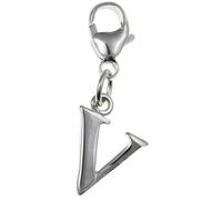 Capital Letter V Alphabet Initial 925 Sterling Silver Clip On Charm Pendant with Lobster Clasp for Women - Plain Polished Letter Charms Compatible with Thomas Sabo Charms Bracelet Necklace