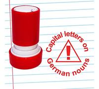 Capital Letters on German Nouns Teacher Stamp. Self-Inking, 22mm, Reinkable, Quality Stamper for Marking and Praise. Red Ink*