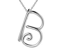 Capital Music Note Letter B Necklace Charm for Women Girls 925 Sterling Silver Cursive Alphabet Name Pendant Monogram Name Bridesmaid Birthday Gift FP0024B