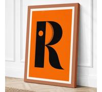 Capital R Typography Canvas Wall Art Print 18x12 Inch