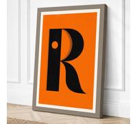 Capital R Typography Canvas Wall Art Print 18x12 Inch