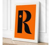 Capital R Typography Canvas Wall Art Print 24x16 Inch