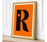 Capital R Typography Canvas Wall Art Print 24x16 Inch