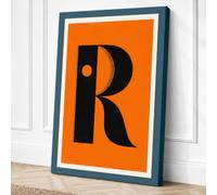 Capital R Typography Canvas Wall Art Print 36x24 Inch