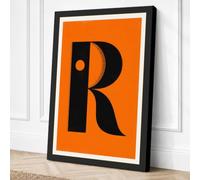 Capital R Typography Canvas Wall Art Print 36x24 Inch