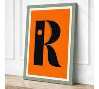 Capital R Typography Canvas Wall Art Print 36x24 Inch