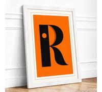 Capital R Typography Framed Wall Art Print A3 (42×29.7cm) White, Wall Decor for Living Room, Bedroom, Office & Home, Ready to Hang, Art Gift