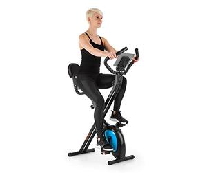 Capital Sports Azura Air Folding Exercise Bike, Cross Trainer Exercise Equipment for Home Use, Magnetic Stationary 8-step Adjustable Resistance, Ergonomic Saddle, Max. 100kg, Black/Green