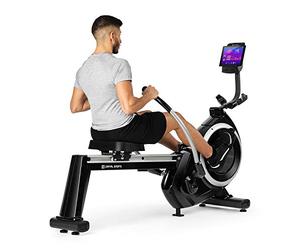 Capital Sports The Skyf Rowing Machine Rowing Machine High Efficiency Training 16 Stage Magnetic Resistance 90 cm Long Aluminium Sliding Track Tablet Holder Training Computer Black
