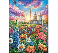 Capitol Building in A Flower Garden 300 Piece Count Premium Jigsaw Puzzle Science Fiction Magical Dream For Adults Teens 14+ Concentration Training Indoor Game Family Game Night Materia