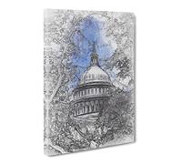 Capitol Hill & Cherry Blossom Tree Canvas Print | Gallery Wrapped 30mm Frame Wall Art | 30x20 inches | Ready to Hang | Modern Floral Picture | Living Room Bedroom Lounge Office