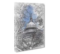 Capitol Hill & Cherry Blossom Tree Canvas Print | Gallery Wrapped 30mm Frame Wall Art | 30x20 inches | Ready to Hang | Modern Floral Picture | Living Room Bedroom Lounge Office